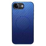 For iPhone 16e Plating Carbon Fiber MagSafe Full Coverage Phone Case(Blue)
