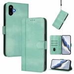 For Samsung Galaxy M06 5G / F06 5G Line Splicing Buckle Retro Leather Phone Case(Mint Green)