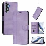 For Samsung Galaxy M15 5G / F15 5G Line Splicing Buckle Retro Leather Phone Case(Purple)