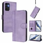 For Samsung Galaxy A13 / A04s / A04 4G Line Splicing Buckle Retro Leather Phone Case(Purple)