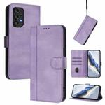 For Samsung Galaxy A33 5G Line Splicing Buckle Retro Leather Phone Case(Purple)