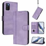 For Samsung Galaxy A03s 164mm Line Splicing Buckle Retro Leather Phone Case(Purple)