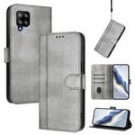 For Samsung Galaxy A42 5G / M42 Line Splicing Buckle Retro Leather Phone Case(Grey)