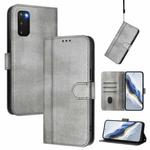 For Samsung Galaxy S20 Line Splicing Buckle Retro Leather Phone Case(Grey)