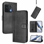 For OnePlus 10 Pro Line Splicing Buckle Retro Leather Phone Case(Black)