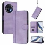 For OnePlus 11R Line Splicing Buckle Retro Leather Phone Case(Purple)
