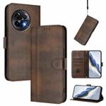 For OnePlus 11R Line Splicing Buckle Retro Leather Phone Case(Brown)