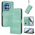 For OnePlus 12R Line Splicing Buckle Retro Leather Phone Case(Mint Green)