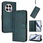 For OnePlus 13R / OnePlus Ace 5 Pro Line Splicing Buckle Retro Leather Phone Case(Dark Green)