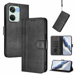 For Oneplus Nord 3 / OnePlus Ace 2V Line Splicing Buckle Retro Leather Phone Case(Black)