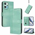 For OnePlus Nord CE 2 Lite 5G / Nord 2 Lite Line Splicing Buckle Retro Leather Phone Case(Mint Green)