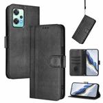 For OnePlus Nord CE 2 Lite 5G / Nord 2 Lite Line Splicing Buckle Retro Leather Phone Case(Black)