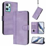 For OnePlus Nord CE 2 Lite 5G / Nord 2 Lite Line Splicing Buckle Retro Leather Phone Case(Purple)