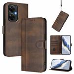 For OnePlus Nord CE 3 Lite / Nord N30 Line Splicing Buckle Retro Leather Phone Case(Brown)
