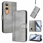 For OnePlus Nord CE4 Lite India Line Splicing Buckle Retro Leather Phone Case(Grey)