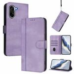For OnePlus Ace 5 Racing Line Splicing Buckle Retro Leather Phone Case(Purple)