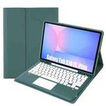 For Samsung Galaxy Tab S10 FE+ A820B-A Touch Pad Detachable Bluetooth Keyboard Leather Tablet Case(Dark Green)