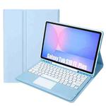For Samsung Galaxy Tab S10 FE+ A820B-A Touch Pad Detachable Bluetooth Keyboard Leather Tablet Case(Sky Blue)