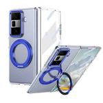For Honor Magic Vs3 Integrated Ice-feel High-transparency 360-Degree Rotating Stand MagSafe Folding Phone Case(Blue)
