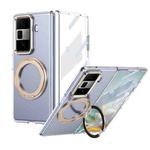 For Honor Magic Vs3 Integrated Ice-feel High-transparency 360-Degree Rotating Stand MagSafe Folding Phone Case(Desert Gold)
