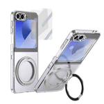 For Samsung Galaxy Z Flip6 5G Integrated Ice-feel High-transparency 360-Degree Rotating Stand MagSafe Folding Phone Case(Silver)