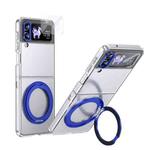 For Samsung Galaxy Z Flip4 5G Integrated Ice-feel High-transparency 360-Degree Rotating Stand MagSafe Folding Phone Case(Blue)
