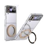 For Samsung Galaxy Z Flip3 5G Integrated Ice-feel High-transparency 360-Degree Rotating Stand MagSafe Folding Phone Case(Desert Gold)
