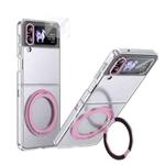 For Samsung Galaxy Z Flip3 5G Integrated Ice-feel High-transparency 360-Degree Rotating Stand MagSafe Folding Phone Case(Pink)