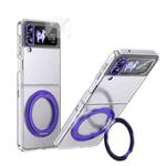For Samsung Galaxy Z Flip3 5G Integrated Ice-feel High-transparency 360-Degree Rotating Stand MagSafe Folding Phone Case(Violet)