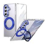 For Samsung Galaxy Z Fold7 5G Integrated Ice-feel High-transparency 360-Degree Rotating Stand MagSafe Folding Phone Case(Blue)