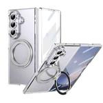 For Samsung Galaxy Z Fold7 5G Integrated Ice-feel High-transparency 360-Degree Rotating Stand MagSafe Folding Phone Case(Silver)