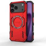 For iPhone 17 Pro Max Butterfly Armor MagSafe Magnetic Ring Shockproof Phone Case(Red)