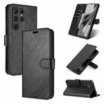 For Samsung Galaxy S25 Ultra 5G AZNS Sheepskin Texture Flip Leather Phone Case(Black)