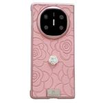For Huawei Mate X5 3D Camellia Plaid Fabric Phone Case(Pink)