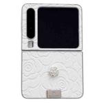 For Huawei Pura X 3D Camellia Plaid Fabric Phone Case(White)