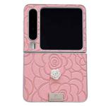 For Huawei Pura X 3D Camellia Plaid Fabric Phone Case(Pink)