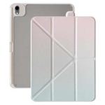 For iPad mini 2024 / 6 Rainbow Gradient Y-Fold Holder Leather Tablet Case(Gradient Pink)