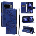 For Google Pixel 10 Global 3D Butterfly Embossed Pattern Flip Leather Phone Case(Blue)