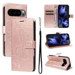 For Google Pixel 10 Global 3D Butterfly Embossed Pattern Flip Leather Phone Case(Rose Gold)
