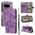 For Google Pixel 10 Pro XL Global 3D Butterfly Embossed Pattern Flip Leather Phone Case(Purple)