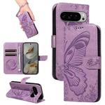 For Google Pixel 10 Pro XL 5G Global Swallowtail Butterfly Embossed Leather Phone Case(Purple)