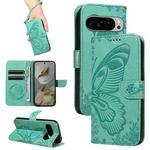 For Google Pixel 10 Pro XL 5G Global Swallowtail Butterfly Embossed Leather Phone Case(Green)