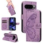 For Google Pixel 10 5G / 10 Pro 5G Global Swallowtail Butterfly Embossed Leather Phone Case(Purple)
