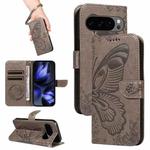 For Google Pixel 10 5G / 10 Pro 5G Global Swallowtail Butterfly Embossed Leather Phone Case(Grey)