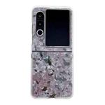 For ZTE nubia Flip2 Pearlescent Shell Texture Phone Case(Pink Green)