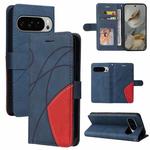 For Google Pixel 10 Pro XL 5G Global Dual-color Splicing Flip Leather Phone Case(Blue)