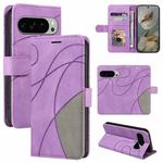 For Google Pixel 10 Pro XL 5G Global Dual-color Splicing Flip Leather Phone Case(Purple)