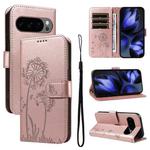 For Google Pixel 10 5G / 10 Pro 5G Global Dandelion Embossed Pattern Flip Leather Phone Case(Rose Gold)
