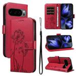 For Google Pixel 10 5G / 10 Pro 5G Global Dandelion Embossed Pattern Flip Leather Phone Case(Red)