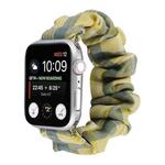 For Apple Watch Series 7 45mm / 6 & SE & 5 & 4 44mm / 3 & 2 & 1 42mm JK Uniform Style Cloth + Stainless Steel Watch Band(Yellow + Blue)(Yellow + Blue)